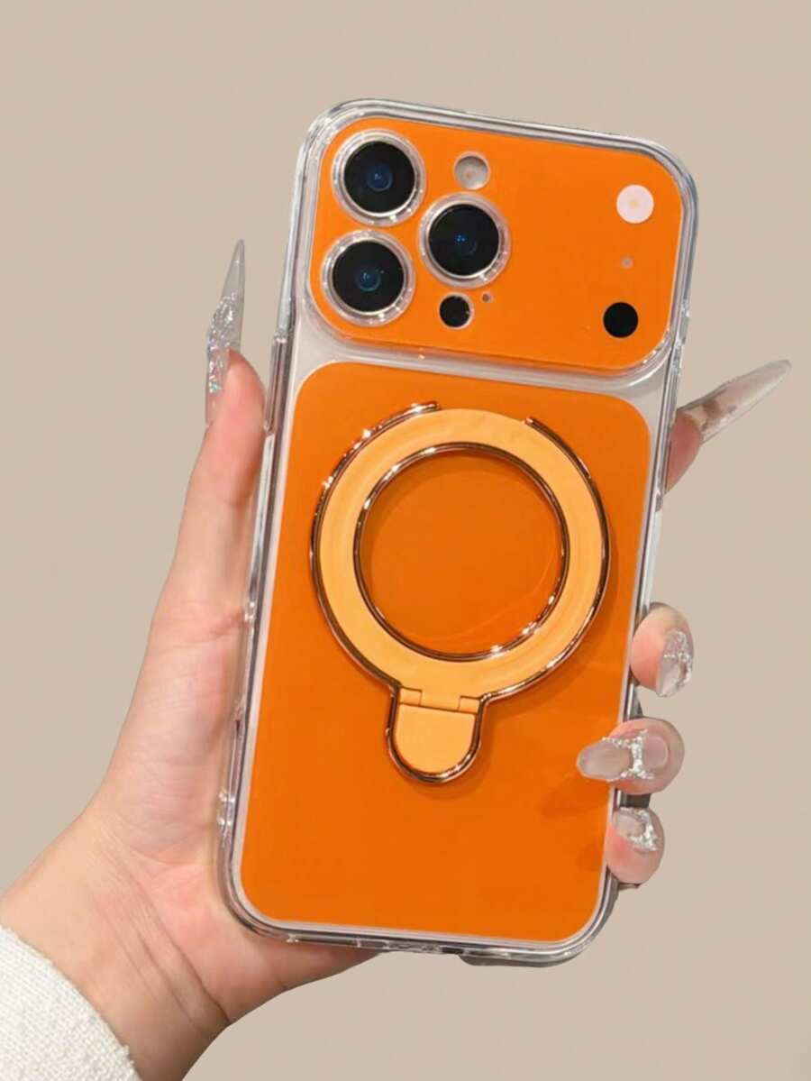1个二合一支架保护壳，防摔全包手机壳，适用于 11/12/13/14/15/16/17/PROMAX - 橘色 - 查看 1