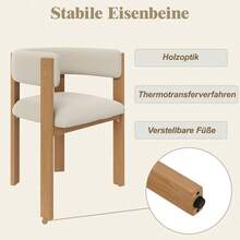 Dining Chairs - Beige + Natural + Flannelette + Metal + Set Of 2 - View 6
