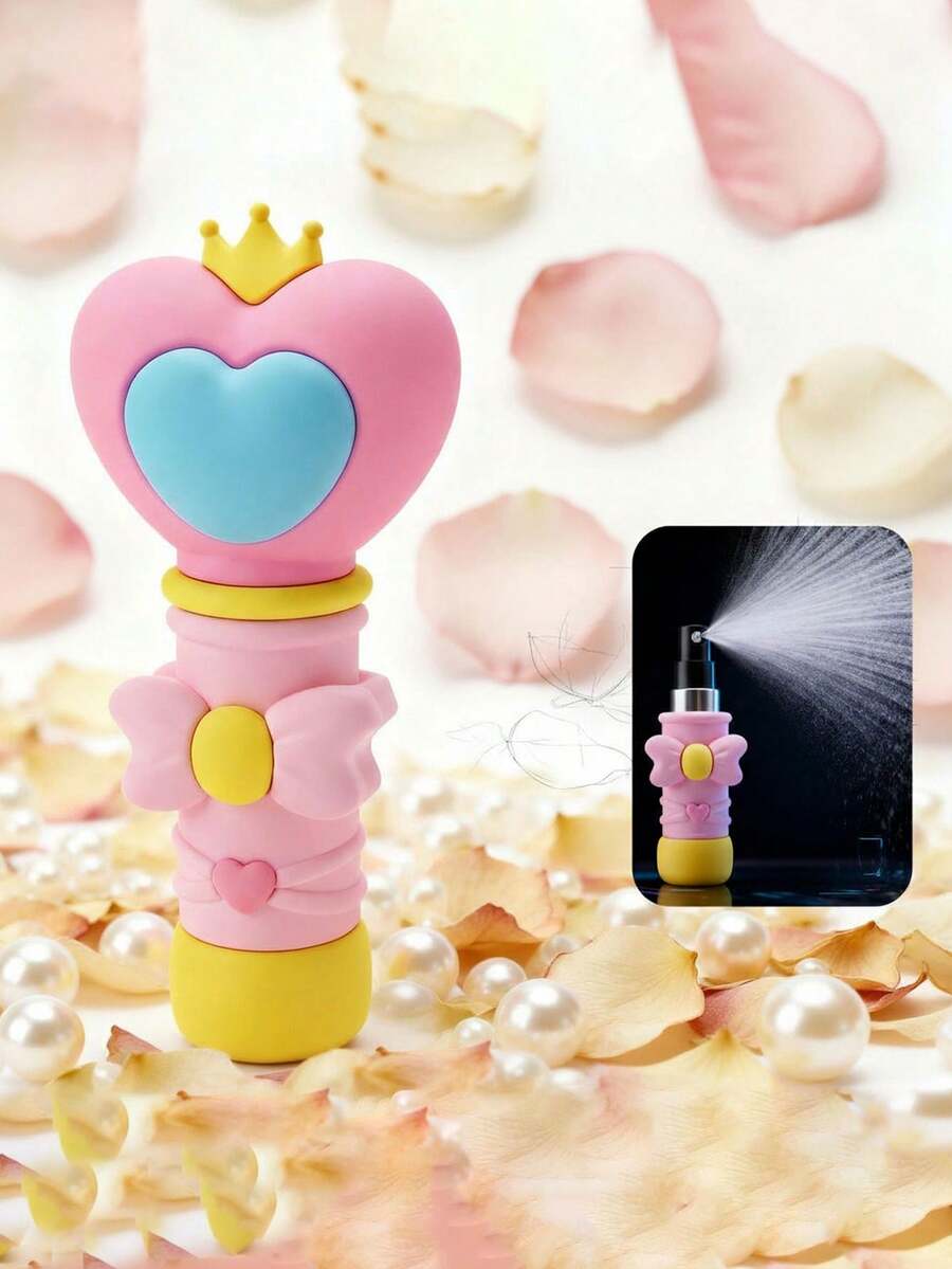 Chai xịt phun sương cầm tay 0.17oz có thể nạp lại, hình trái tim, dạng đũa thần, xịt khoáng trang điểm mini, vật dụng du lịch dễ thương, chai xịt nước hoa dạng đũa thần, chai xịt du lịch