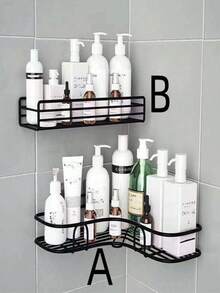 1 pieza Estante de almacenamiento triangular para baño, estante de almacenamiento para ducha, estante de almacenamiento triangular sin perforación para baño y cocina - Multicolor - Ver 4