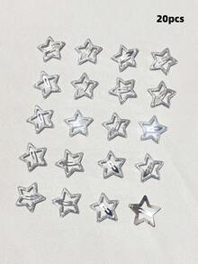 20 piezas Pinzas para el cabello con estrellas rosas de moda básicas para mujeres, ganchos para el cabello, pasadores para el cabello, hebillas para el cabello, horquillas, accesorios - Rosa - Ver 10