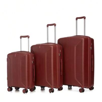 20"/24"/28" 3-Piece PP Spinner Luggage Set – Sizes With Side Handles, Hanging Hooks & Protective Feet – Integrated Combination Lock
