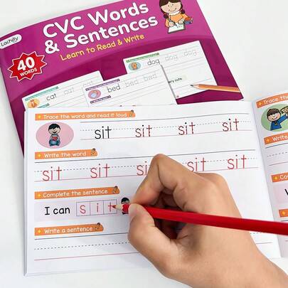 Lachilly Sách bài tập viết và học câu từ CVC, trang luyện tập từ vựng, vở viết thư pháp, sách nhỏ dạy về các nhóm từ, tài liệu giảng dạy viết, đọc và ngữ âm, phiếu bài tập giúp trẻ nhận biết, viết từ vựng thông dụng, tài liệu học tập xây dựng vốn từ cho trẻ mẫu giáo và tiểu học, phát triển ngôn ngữ.