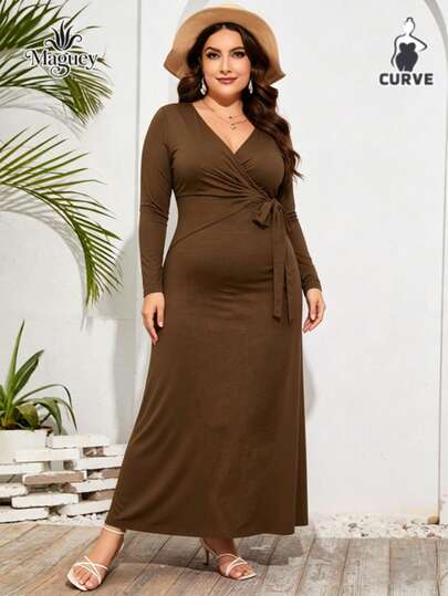 Vestidos Ajustado Curvy para Gorditas, Cuello En V Perfecto para Salidas Y Banquetes