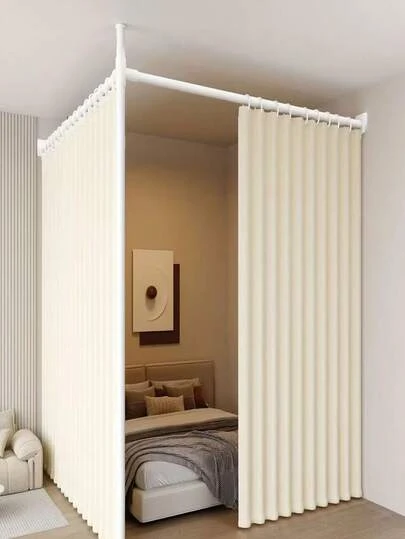 Folding Room Divider Curtain, Open Wardrobe Privacy Curtain, Bathroom Decor And Accessories, Pleated Curtain For Bathroom, Bedroom, Living Room, Dining Room Folding Door And Window