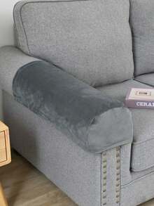 2 Stück einfarbige Sofa-Armlehnenüberzüge aus Silberfuchs-Samt/Sherpa, klassisches minimalistisches Design, hochelastische staubdichte Sofa-Armlehnenprotektoren, kratzfest, geeignet für Wohnzimmer, Arbeitszimmer, Schlafzimmer Sofaarmlehnen, Grau, Schwarz, Khaki - Verschiedenfarbig - Übersicht 5