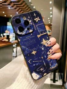 Apple 1pc Starry Sky Pattern Soft TPU Protective Case Compatible With IPhone 11, 16 Pro Max, 16 Pro, 16, 15 Pro Max, 14 Pro Max / Galaxy, / Honor X6A, X7B, X8B Waterproof Shockproof Anti-Fall Scratch Resistant - Black - View 1