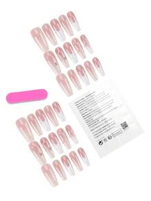 30 Móng giả dán siêu dài hình thang (hình chữ T) loại A/Kiểu dáng độc quyền Sweet Girl Ballet màu hồng nude với nơ, nền hồng nude trong suốt, kết hợp với màu trắng sữa kiểu Pháp, nơ ba chiều và họa tiết kim cương vỡ, mang phong cách nhẹ nhàng và tinh tế, toát lên vẻ quyến rũ thuần khiết của một cô gái ballet, hoàn hảo cho hẹn hò, đi làm hoặc phong cách ngọt ngào, trông trắng trẻo và dịu dàng. - Nhiều màu - Xem 4