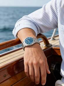 Fossil Đồng hồ Mlen Elegant Blue - Dây đeo thép không gỉ 42mm, máy quartz, chống nước, kiểu dáng công sở thường ngày FS6054 - Màu xanh da trời - Xem 5