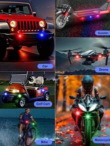 KELEEL 2/4 buah Lampu Strip LED RGB Isi Ulang untuk Mobil dengan Kontrol Jarak Jauh Nirkabel, 8 Warna yang Dapat Disesuaikan, Pencahayaan Dekoratif Interior & Eksterior, Lampu Peringatan Darurat Pencegahan Tabrakan Penting untuk SUV, Truk, Sepeda Motor, Sepeda, Pesawat Terbang - A - View 10