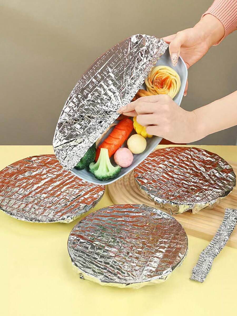 50/30/20/10pcs Set Aluminum Foil Food Covers, Opaque Reusable Cooking Pot Lids, Heat Resistant Fridge Freezer Seal Wrap, Kitchen Essentials, Gift