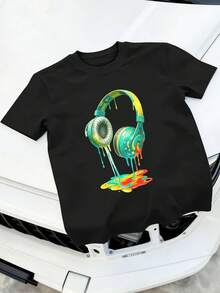 Men Plus Size T-Shirts - Black - View 2