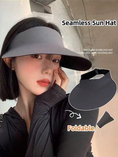 1 chiếc mũ chống nắng mùa hè không đường may, mũ rộng vành thoáng khí, mũ chống tia UV cho các hoạt động thể thao ngoài trời và đạp xe.