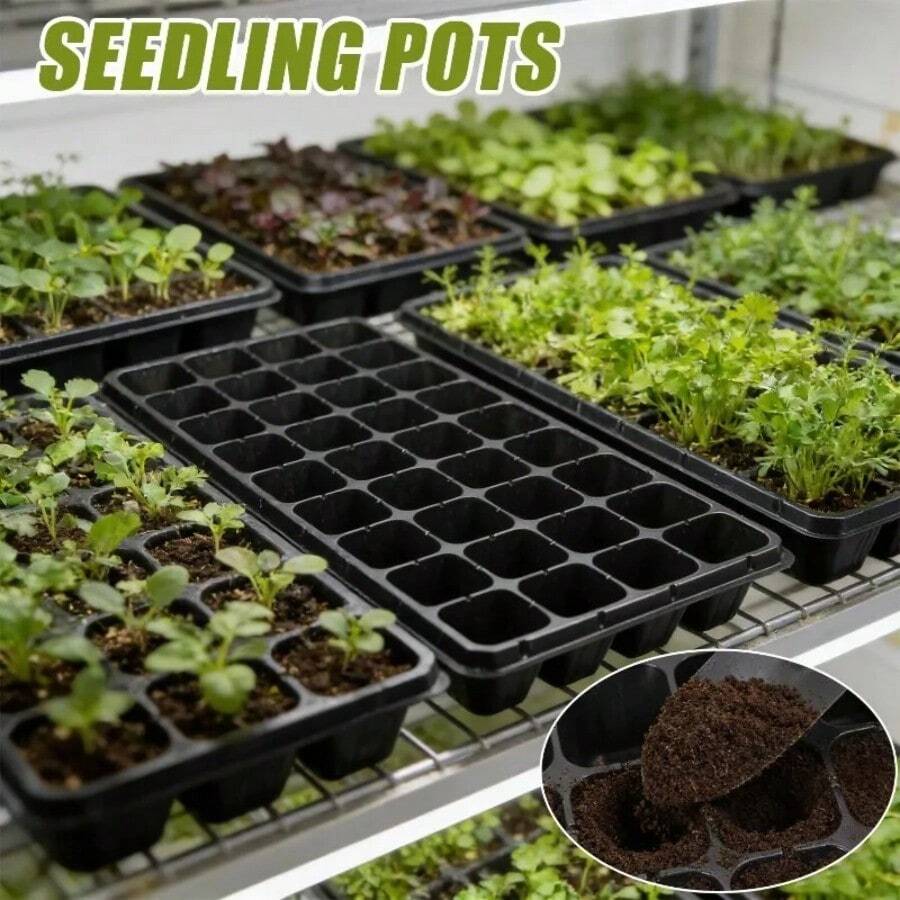 21/32/50孔可重复使用育苗盘，室内外温室园艺繁殖种植器，户外花盆，园艺，园艺配件，花园 - 多色 - 查看 1