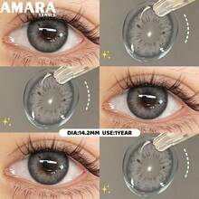 1 Pair AMARA Blue-Brown Fashion Gray Soft Disposable Lenses, Annual - BLACKSPOT-gRAY - View 2