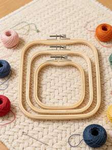 3 PiecesEmbroidery Ring, Square Bamboo Adjustable Frame, Square Embroidery Ring For Cross Stitch Craft Sewing, Small Embroidery Products Diy Embroidery Tools Diy Hand Embroidery Tool Kit, Suitable For Arts And Crafts, Convenient Sewing, Cross Stitch Products And Home Decoration - Multicolor - View 6
