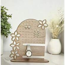Hollow Floral Wooden Jewelry Stand, Earring, Watch, Makeup Organizer Display Rack For Dresser Tabletop - 1PC - View 3