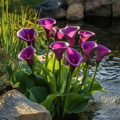 50 graines de lys calla violets, fleurs violettes uniques, pots de jardin et cadeaux de fleurs, fleurs faciles à cultiver, graines de jardin colorées