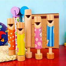 木制可爱卡通拉线口哨变音木笛拉线玩具乐器 - 彩色 - 查看 1