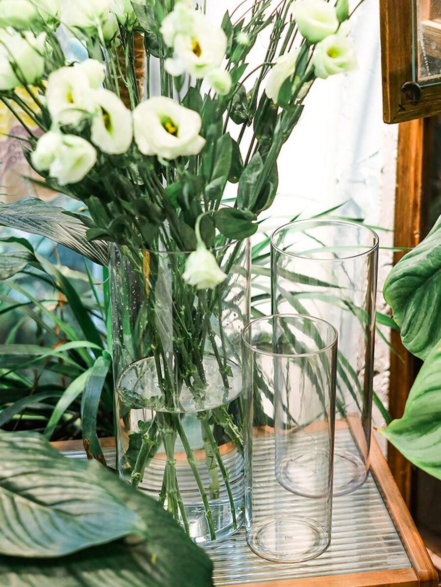 透明玻璃圓柱花瓶,適用於居家辦公室婚禮裝飾,透明展示裝飾 - 彩色 - 查看 1