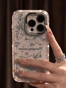 Sequins,Diamond 1pc Luxury Electroplated Rhinestone Edged Shiny Star Transparent Full Body Shockproof Phone Case, Compatible With IPhone 17/17 Air/17 Pro/17 Pro Max, 16, 16 Pro, 16 Plus, 16 Pro Max, 15, 14, 14 Pro Max, 13, 12, 11 - Transparent 2 - View 6