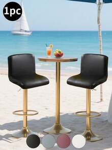 1pc Solid Color PU Low Back Chair Cover, High Elastic Low Back Chair Slipcover, Dust-Proof, Anti-Cat Scratch, Suitable For Home, Bar, Office, Black - Multicolor - View 1