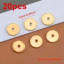 20pcs Stainless Steel Flat Round Spacer Beads, Gold Color, For DIY Jewelry Making Accessories, Bracelets, Necklaces, Jewelry Supplies - Stainless Steel Beads - View 12