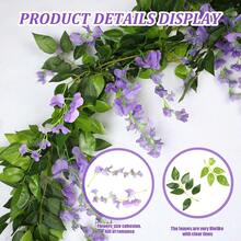 1/3/50支装人造紫藤花墙饰，白色/粉色/紫色仿真花，模拟植物，适用于学校宿舍、办公室装饰、返校季、派对、节日和生日装饰 - 紫色 - 查看 4