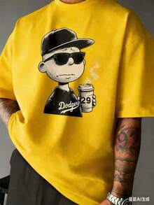 [L0s Angeles Dodgers Merchandise T-Shirt] A Must-Have Outdoor Sports T-Shirt For Baseball Fans | High-Quality Thick, Loose-Fitting T-Shirt - 黃色 - 查看 7