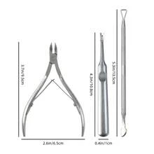 不锈钢去茧器，带去茧推和切割功能，专业指甲钳，角质层钳，手脚指甲去茧工具，银色 - 銀色 - 查看 7