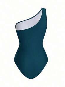 Swim Oasis Traje de baño de una pieza con panel de malla fruncida de unicolor y falda pareo - Agua verde azul - Ver 3