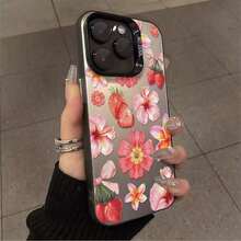 A Stylish Phone Case Does Not Include A Lanyard Or Stand. This Strawberry And Hibiscus Floral Design Phone Case Is Compatible With IPhone 11, 12, 13, 14, 15, 16, 17, Pro Max, X, XS, And XS Max. It's A Cute And Fashionable Vintage-Style Silicone Case With A Protective Cover. You Can Get It For Yourself Or Your Friends. - 銀色 - 查看 3