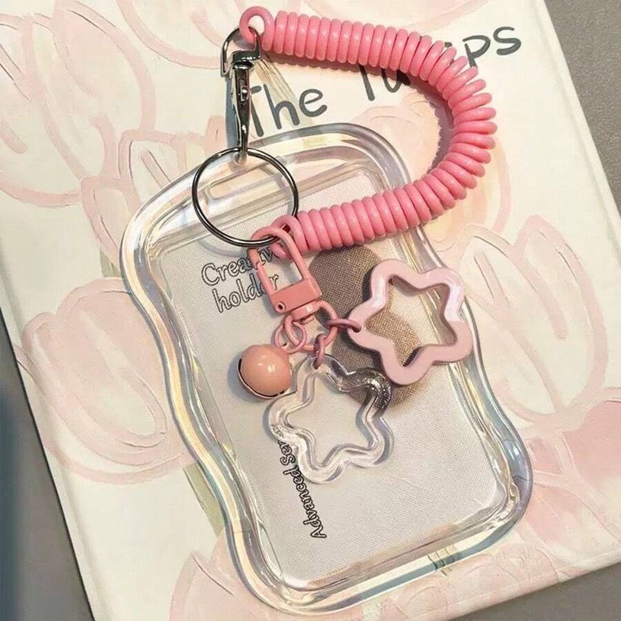 Un conjunto de documentos de identificación retráctiles de alta resistencia con llavero y pulsera, funda transparente para tarjetas con hebilla de bloqueo de , diseño antirrobo, funda duradera para tarjeta de identificación, tarjeta de estudiante, tarjeta de campus, adecuado para la temporada de regreso a clases, regalo ideal - Llavero pequeño - Ver 1