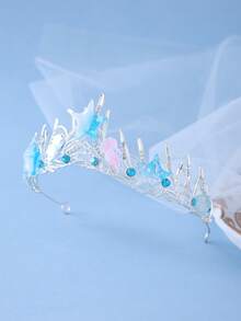 Mermaid Ocean Theme Crown, Blue Starfish Shell Crystal Headband, Shiny Crystal Hair Accessories For Women, Suitable For Bride Wedding, Ball Party,Summer,Beach - Blue - View 2