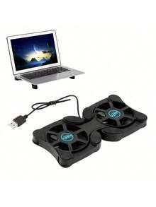 2-In-1 Portable USB Mini Laptop Cooling Stand, Foldable Laptop Cooling Pad With Fan Design, Matte Surface, Suitable For 7-15 Inch Laptops, USB Type-C Powered, Plastic Material - View 5
