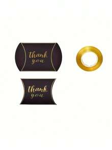 Bộ 50 hộp giấy Kraft đen hình gối, hộp quà kẹo, kèm ruy băng vàng, thích hợp làm quà cưới, quà tặng tiệc tùng, sinh nhật, lễ tốt nghiệp, quà cảm ơn, quà lưu niệm tốt nghiệp, quà cưới, quà tặng cô dâu. - nhiều màu - Xem 7