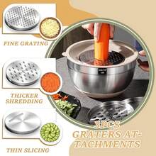 TAIMASI Mixing Bowls With Airtight Lids Set, 26PCS Stainless Steel Khaki Bowls With Grater Attachments, Non-Slip Bottoms & Kitchen Gadgets Set, Size 7, 4, 2.5, 2.0,1.5, 1QT, Great For Mixing & Serving - Khaki - View 5