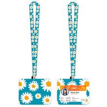 Tempat Kartu Identitas Geser dengan Motif Bunga Daisy Unik dan Tali Gantungan Warna-warni - Terbuat dari Plastik Tahan Lama, Praktis untuk Pelajar, Karyawan, dan Kartu Transportasi, Cocok untuk Penggunaan di Sekolah dan Kantor - Rectangle - View 3