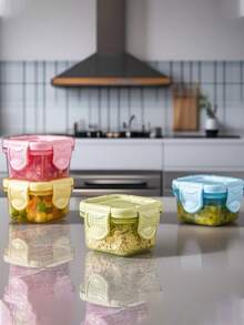 1/3/6pcs Small Food Storage Containers Set, Lunch Boxes, Refrigerator Seal Boxes, Rectangular Plastic Sealed Storage Boxes, Small Food Containers, Multifunctional Spice Jars, 2oz Plastic Material With Lids, Stackable, Multipurpose - Multicolor - View 10