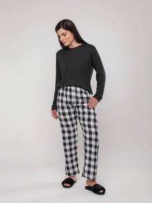 Warm Winter Flannel Pajama Set - màu đen - Xem 6