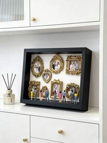 1 Set DIY Mini Museum Silhouette 3D Photo Frame Kit, Includes Gold Resin Mini Frame Set, Celebrate Precious Memories In A Unique Way, Personalized And Distinctive Commemorative Photo Frame Decor - Multicolor - View 5