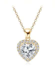 XUJIA 1 chiếc dây chuyền bạc 925 đính đá Moissanite hình trái tim 8x8mm, mặt dây chuyền Moissanite 2 carat, quà tặng kỷ niệm ngày cưới, dây chuyền hình trái tim cho nữ, trang sức cô dâu, quà tặng Ngày của Mẹ, quà sinh nhật. - PMO-131 - Xem 13