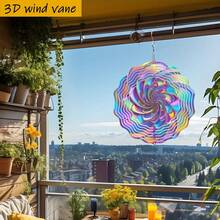 1个3D彩色漩涡图案装饰品，形似盛开的花瓣。尺寸为10英寸*10英寸，带旋转挂钩，可360° DIY创意风车，适用于室内/室外悬挂装饰（不含吊坠），款式随机。 - 彩色 - 查看 6
