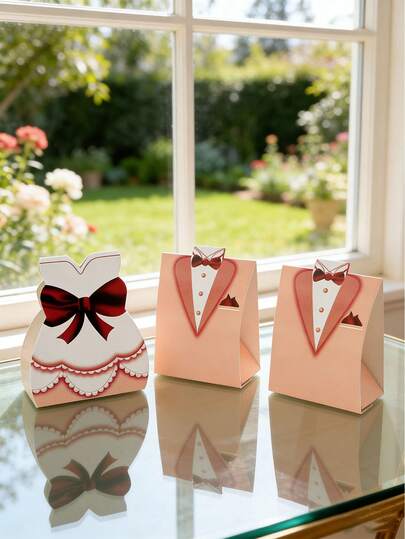 100 Hộp Quà Cưới Cho Tiệc | Hộp Quà Bằng Giấy Thiết Kế Váy Cưới Và Bộ Vest Chú Rể, Thích Hợp Cho Tiệc Cưới, Lễ Đính Hôn, Sinh Nhật, Lễ Cô Dâu Và Kỷ Niệm Ngày Cưới