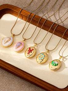 1 件贝壳龙虾海星造型吊坠，18K 镀金不锈钢链项链，饰有海洋生物吊坠，防水防褪色，女士珠宝礼物 - 彩色 - 查看 1