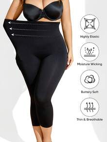 Suprenx 1pc Women High Waist Shapewear Shorts, Tummy Control Butt Lifting Slimming Panties, Plus Size Shapewear - Black - View 5