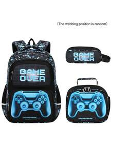 3-Piece Set Gaming Main Image Boys Backpack With Tote Bag And Pencil Case, Campus Backpack, Travel School Work Daily Use, Back To School Season Gift - A - View 13
