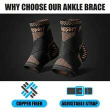 1pc Adjustable Copper Ankle Joint Compression Sleeve, With Fixed Strap Ankle And Heel Support Brace, Unisex For Basketball, Football, Climbing And Other Sports - Multicolor - View 5
