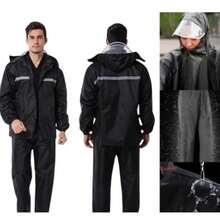 Motorcycle Rain Suit Set For Men And Women, Adult, Reflective Strip, Hood, Waterproof (8576) - Men's Raincoat - View 6