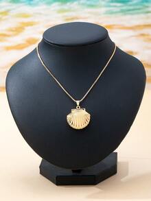 1pc Women's Pendant Necklace, Minimalist Elegant Openable Shell Box Pendant Necklace, Jewelry Gift Suitable For Daily Wear And Gift Giving - Yellow Gold - View 2